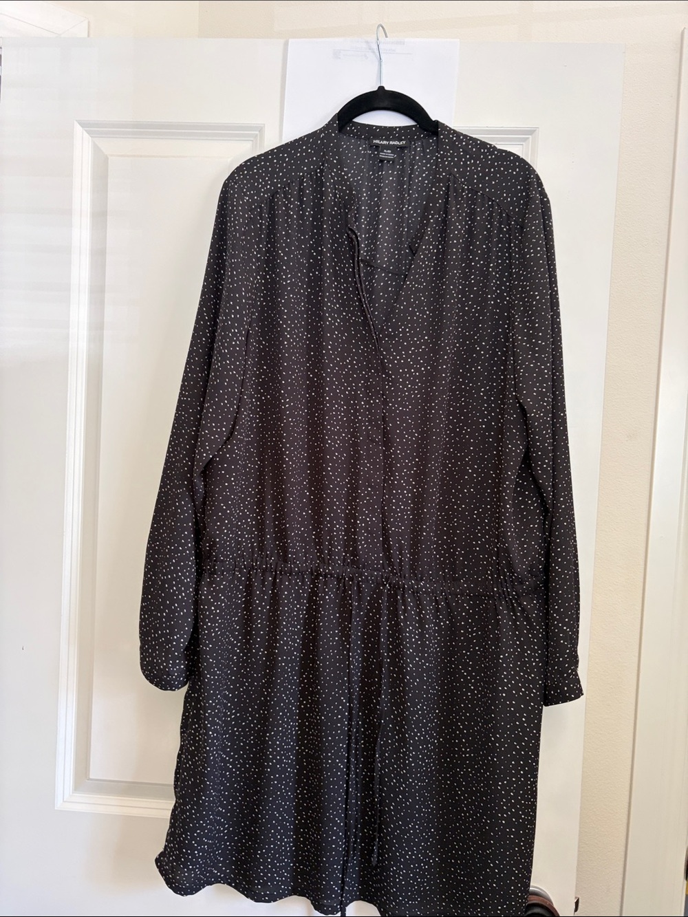 Hilary Radley Black Long Sleeve Polka Dot Dress